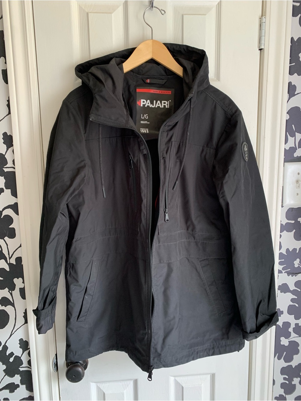 Pajar Black Hooded Men's Raincoat rain repellant spring jacket